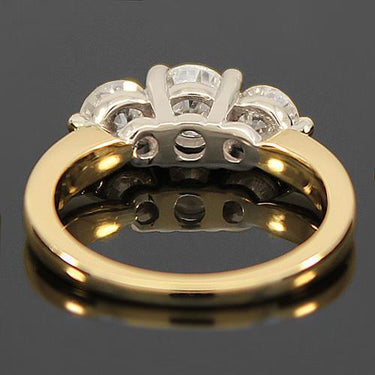 14K Yellow Solid Gold Three Stone Diamond Engagement Ring 1.41 Ctw